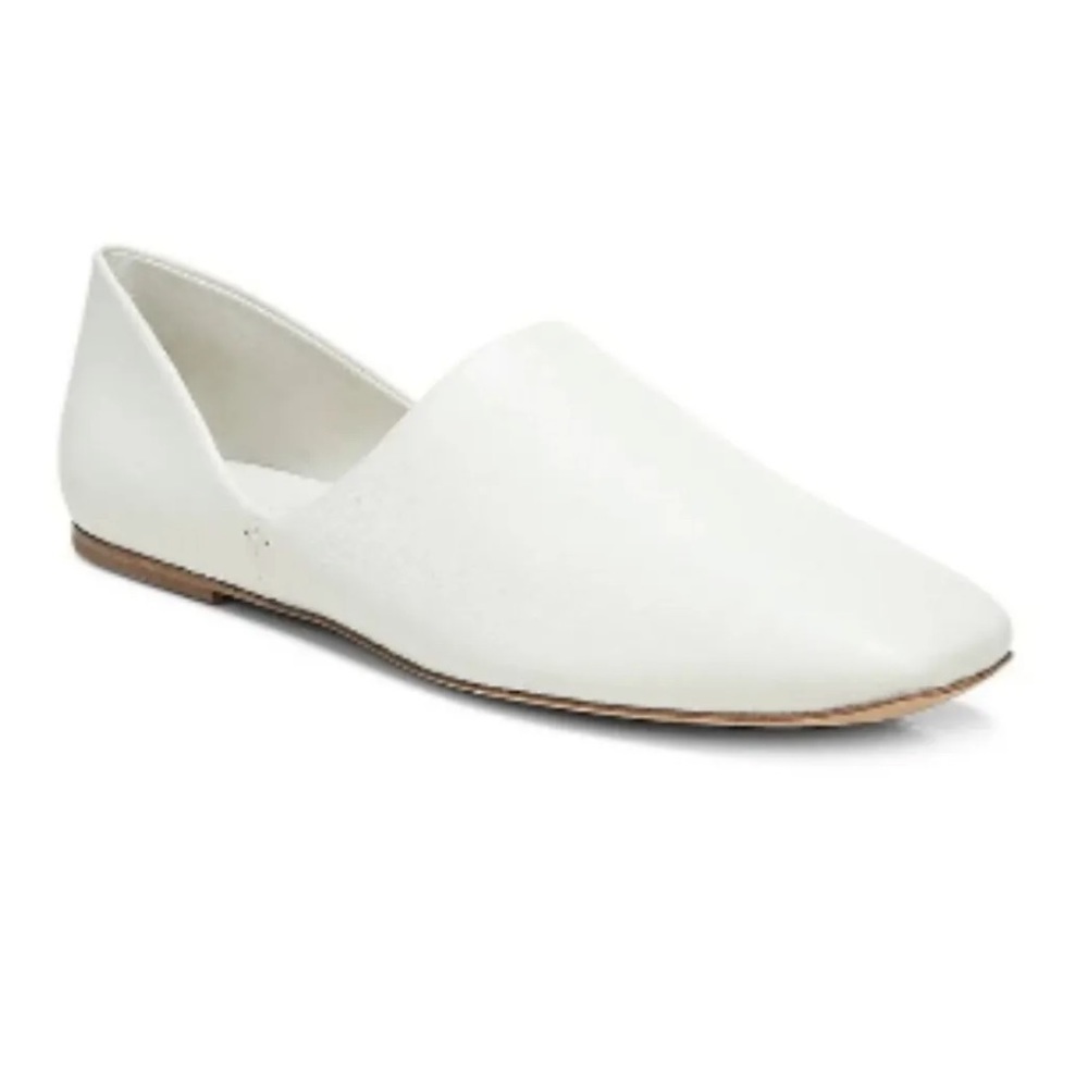 $250 Vince Chandler Leather Square Toe Flat 7 1/2 Off White 7.5 Soft Loafers NIB